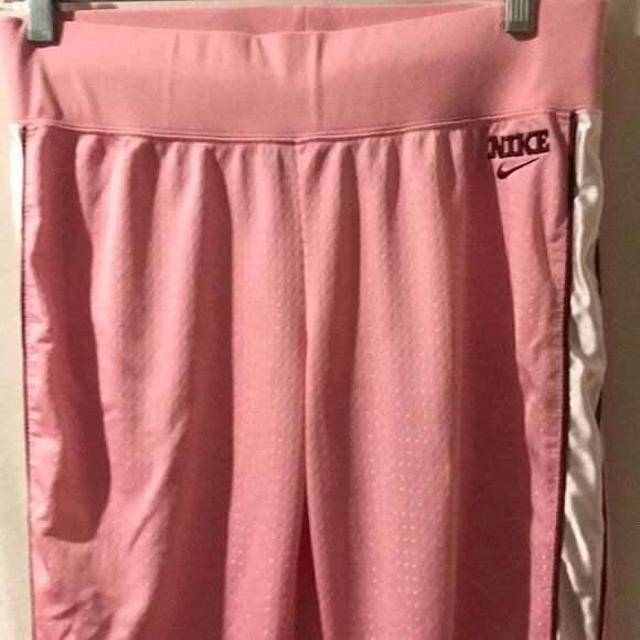 Vintage Nike x sacai Women's Pink White Mesh Satin Track Pants Size Small - Picture 1 of 9